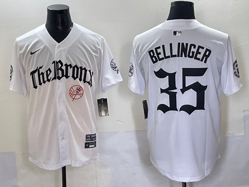 Men 2025 New York Yankees 35 Bellinger White Five generations Joint Name Nike MLB Jersey style 8